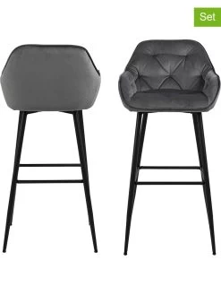 2-delige Set: Barkrukken "Brooke" Grijs - (B)52 X (H)104 X (D)53 Cm