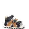 Leren Sandalen Lichtbruin/donkerblauw