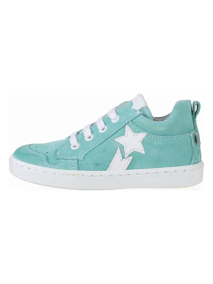 Leren Sneakers Turquoise/wit 1 Leren Sneakers Turquoise/wit