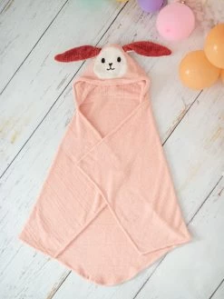 Badcape "Konijn" Lichtroze - (L)120 X (B)110 Cm