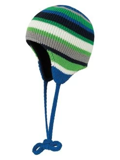 Gebreide Muts Groen/wit/blauw