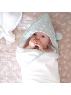 Badcape Wit/turquoise -Babyproduct winkel emmaandnoah badcape wit turquoise 6