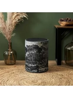 Poef "Black Forest" Zwart - (H)36 X Ø 28 Cm