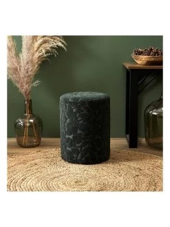 Poef "Leaf" Donkergroen - (H)36 X Ø 28 Cm