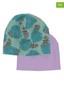 2-delige Set: Beanies Groen/paars