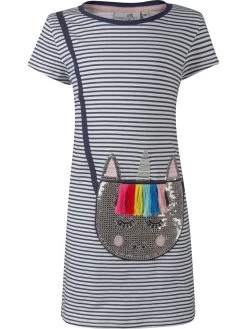 Jurk Donkerblauw/wit