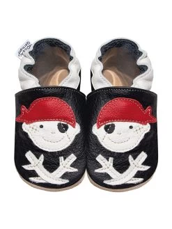 Leren Kruipschoentjes "Jack" Zwart/wit