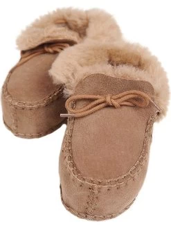 Kruipschoenen Van Leer En Lamsvacht Lichtbruin