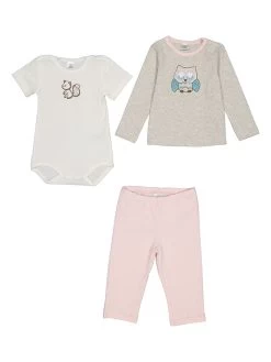 Kanz 3-delige Outfit Lichtroze/beige/wit