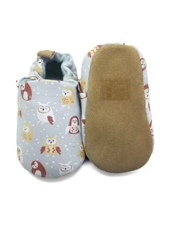 Kruipschoentjes "Owl" Lichtblauw -Babyproduct winkel lait et miel kruipschoentjes owl lichtblauw 2