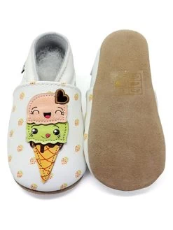 Leren Kruipschoenen "Ice Cream" Meerkleurig -Babyproduct winkel lait et miel leren kruipschoenen ice cream meerkleurig 2