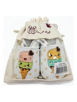 Leren Kruipschoenen "Ice Cream" Meerkleurig -Babyproduct winkel lait et miel leren kruipschoenen ice cream meerkleurig 4