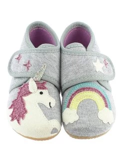 Living Kitzbühel Pantoffels "Eenhoorn & Regenboog" Grijs