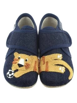 Living Kitzbühel Pantoffels "Tijger & Voetbal" Donkerblauw