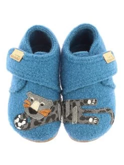 Living Kitzbühel Pantoffels "Tijger & Voetbal" Lichtblauw