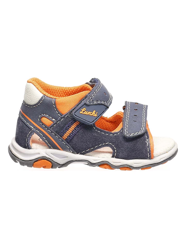 Lurchi Leren Sandalen "Janosch" Donkerblauw/oranje 1 Lurchi Leren Sandalen "Janosch" Donkerblauw/oranje