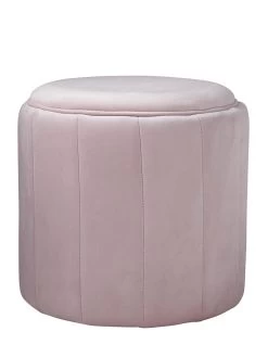 Poef "Plush Stool" Lichtroze - (H)42 X Ø 43 Cm