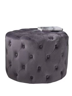 Poef "Velvet Pouffe" Paars - (H)42 X Ø 60 Cm