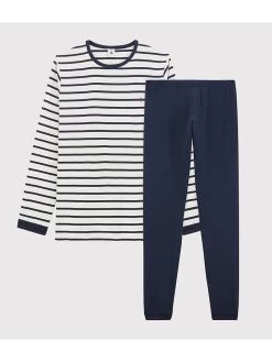 PETIT BATEAU Pyjama Donkerblauw/crème
