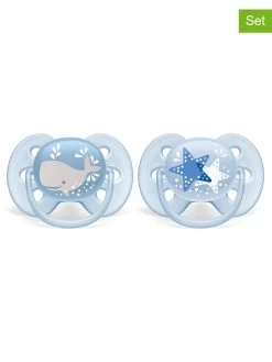PHILIPS AVENT 2-delige Set: Fopspenen "Ultra Soft" Lichtblauw- Mt. 2 - 2x 2 Stuks