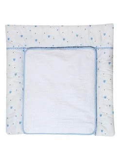 Verschoonkussen "Hartjes" Wit/lichtblauw - (L)80 X (B)75 Cm