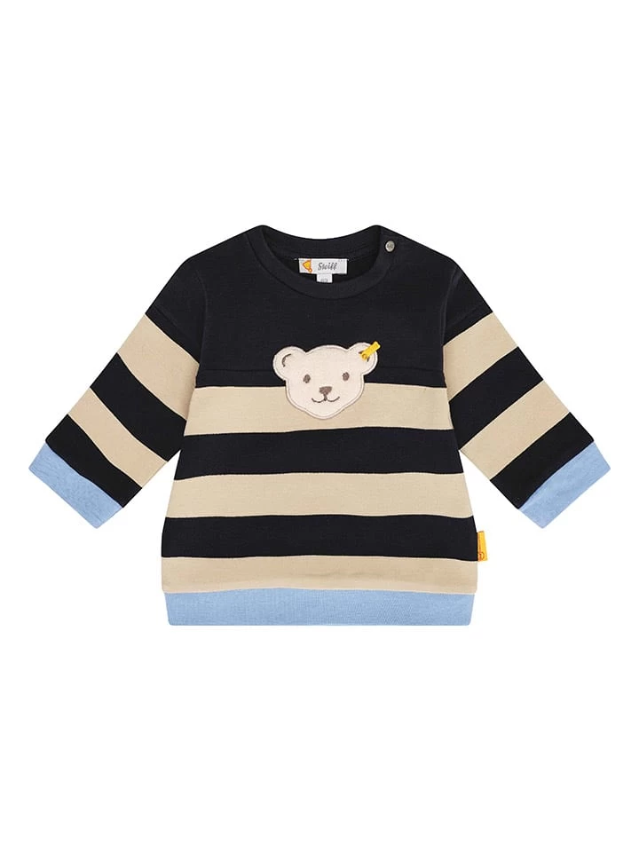 Steiff Sweatshirt Zwart/beige/lichtblauw