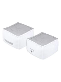 Poef "Pauline" Grijs/wit - (B)40 X (H)30 X (D)40 Cm