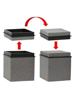 Kruk Met Opbergruimte "Premium" Antraciet - (B)37 X (H)40 X (D)37 Cm