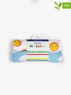 2-delige Set: Spuugdoeken Lichtblauw/wit - (L)70 X (B)70 Cm